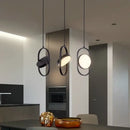 Modern gold & black oval pendant lights kitchen circular bulb