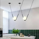 Modern gold & black pendant light dining room spherical glass trio