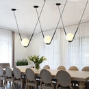 Modern gold & black pendant light dining room spherical glass trio