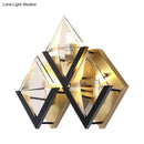 Modern gold & black rhombus wall sconce bedroom geometric light 110v