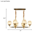 Modern gold & black ribbed glass island chandelier dining room light