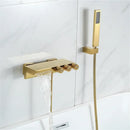 Modern gold & black shower set bathroom waterfall tub mixer
