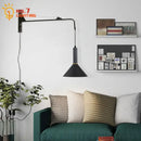 Modern gold & black swing arm wall lamp bedroom sconce