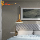 Modern gold & black swing arm wall lamp bedroom sconce