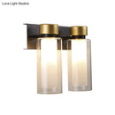 DecorBites™ Modern Dual Cylinder Brass Sconce Light Fixture with Clear Glass - 2 Bulbs, LED Wall Mount Lamp