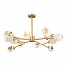 Modern gold & blue dimmable crystal chandelier dining room light