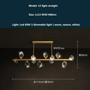 Modern gold & blue dimmable crystal chandelier dining room light