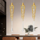 Modern gold branch art cage crystal chandelier dining room light