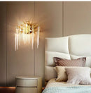 Modern gold branch crystal led wall light for living room