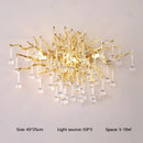 Modern gold branch crystal led wall light for living room