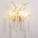 Modern gold branch crystal led wall light for living room