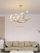 Modern gold branch glass bubble resin pendant light dining room