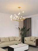 Modern gold branch glass bubble resin pendant light dining room