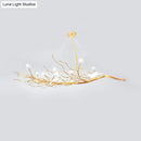 Modern gold branch pendant light with birds for dining room