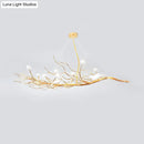 Modern gold branch pendant light with birds for dining room