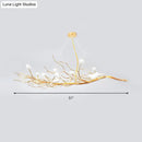 Modern gold branch pendant light with birds for dining room