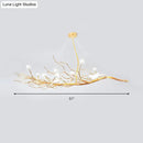 Modern gold branch pendant light with birds for dining room