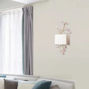 Modern gold branch wall sconce bedroom light with pink crystal accent