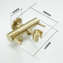 Modern gold brass bidet shower head with double valve for bathroom