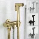 Modern gold brass bidet shower head with double valve for bathroom