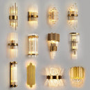 Modern gold brass crystal wall sconce bedroom light
