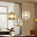 Modern gold brass glass restaurant light bedroom chandelier