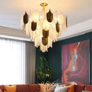 Modern gold & brown elegant glass ceiling chandelier living room