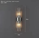 Modern gold & brushed steel glass rod wall lamp for living room