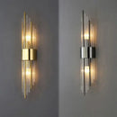 Modern gold & brushed steel glass rod wall lamp for living room