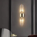 Modern gold & brushed steel glass rod wall lamp for living room