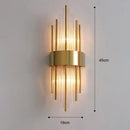 Modern gold & brushed steel glass rod wall lamp for living room