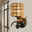 Modern gold butterfly crystal wall light fixture living room sconce