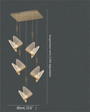 Modern gold butterfly led chandelier bedroom crystal pendant light
