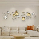 Modern gold carp fish lotus leaf wall pendant living room decor
