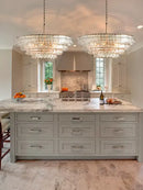 DecorBites™ Brown Glass Pendant Lights for Dining Table Chandelier, Oval Clear Round Suspension Lamp