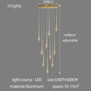 Modern gold cascading led ceiling chandelier for living room