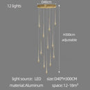 Modern gold cascading led ceiling chandelier for living room