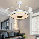 Modern gold ceiling fan with bluetooth speaker – living room remote control