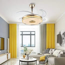Modern gold ceiling fan with bluetooth speaker – living room remote control