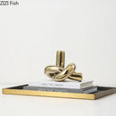 Modern gold ceramic knot sculpture living room abstract decor