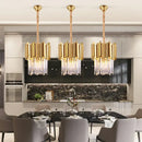 Modern gold & chrome crystal pendant chandelier for dining room