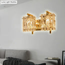 Modern gold & chrome crystal wall light living room e12 e14 fixture