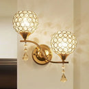 Modern gold & chrome crystal wall sconce bedroom teardrop light