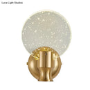 Modern gold circle panel wall light bedroom bubble crystal sconce