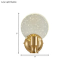 Modern gold circle panel wall light bedroom bubble crystal sconce