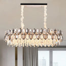 DecorBites™ Modern Gold Circle Suspension Pendant Light with Clear Crystal Prisms - 12-Head Island Lighting Fixture