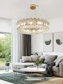 Modern gold clear crystal oval chandelier dining room light
