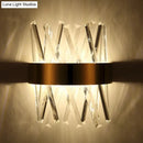 Modern gold clear crystal sconce bedroom wall fixture height 12in