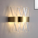 Modern gold clear crystal sconce bedroom wall fixture height 12in