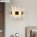 Modern gold clear crystal sconce bedroom wall fixture height 12in